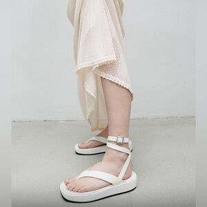 Brand New - Zara White Sandals with Ankle Strap